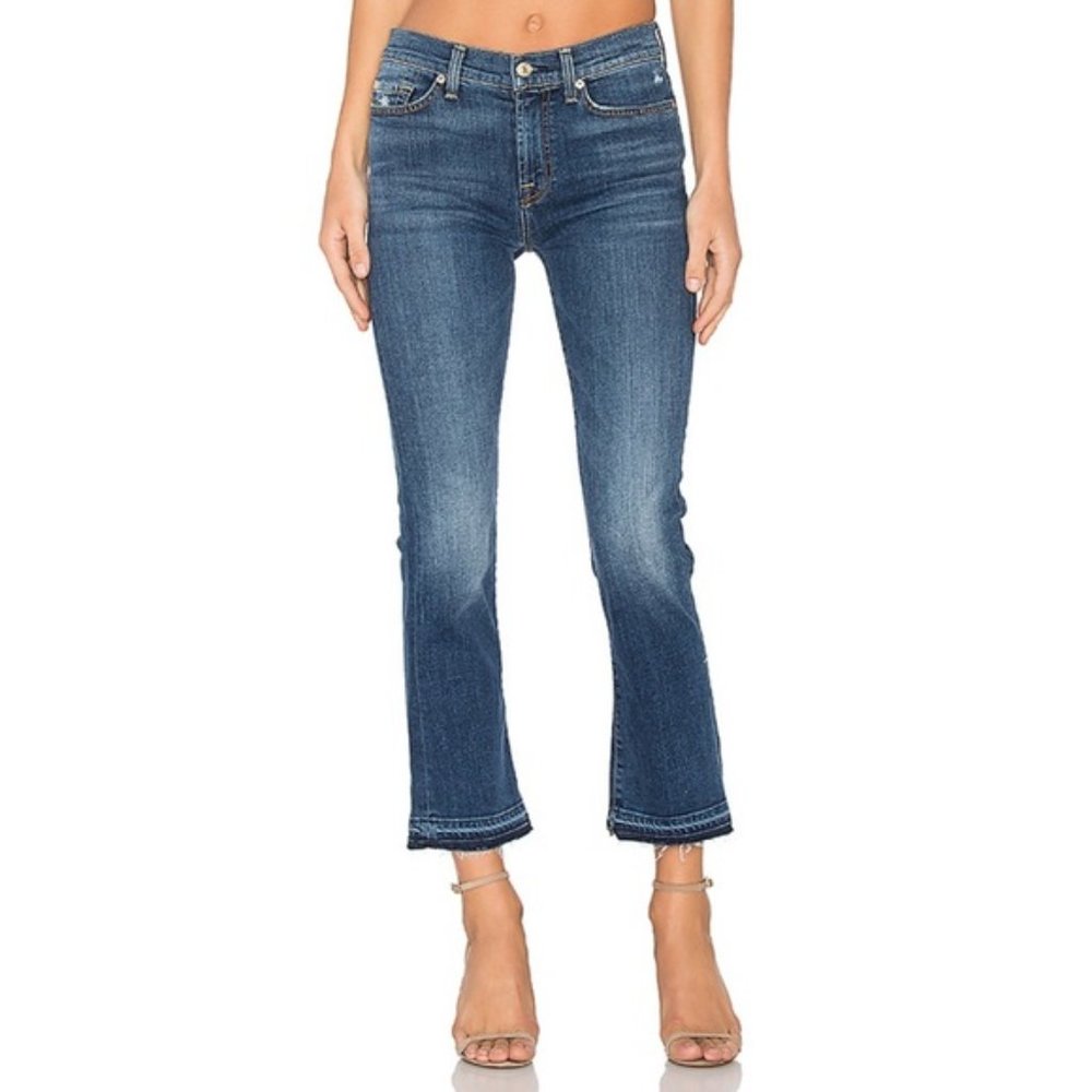 Seven for All Mankind Cropped Bootcut Denim Jeans - Picture 1 of 11